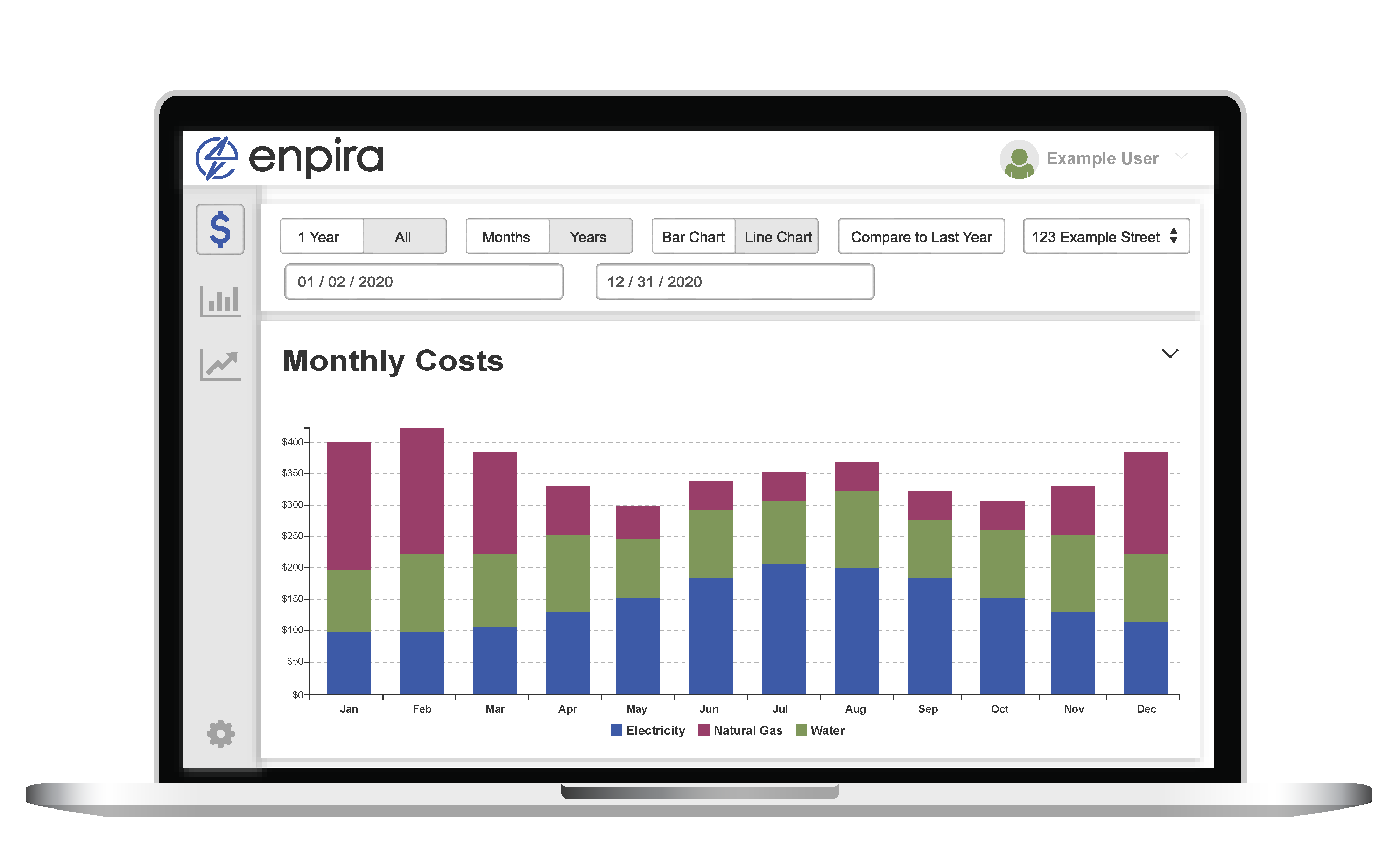 A laptop displaying Enpira's analytics.